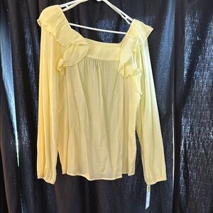 Yellow Ruffled Blouse with Long Sleeves